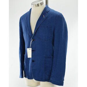 GANT RUGGER Mens Indigo 3 Button Linen Blazer Jacket 48 US 38 NWT
